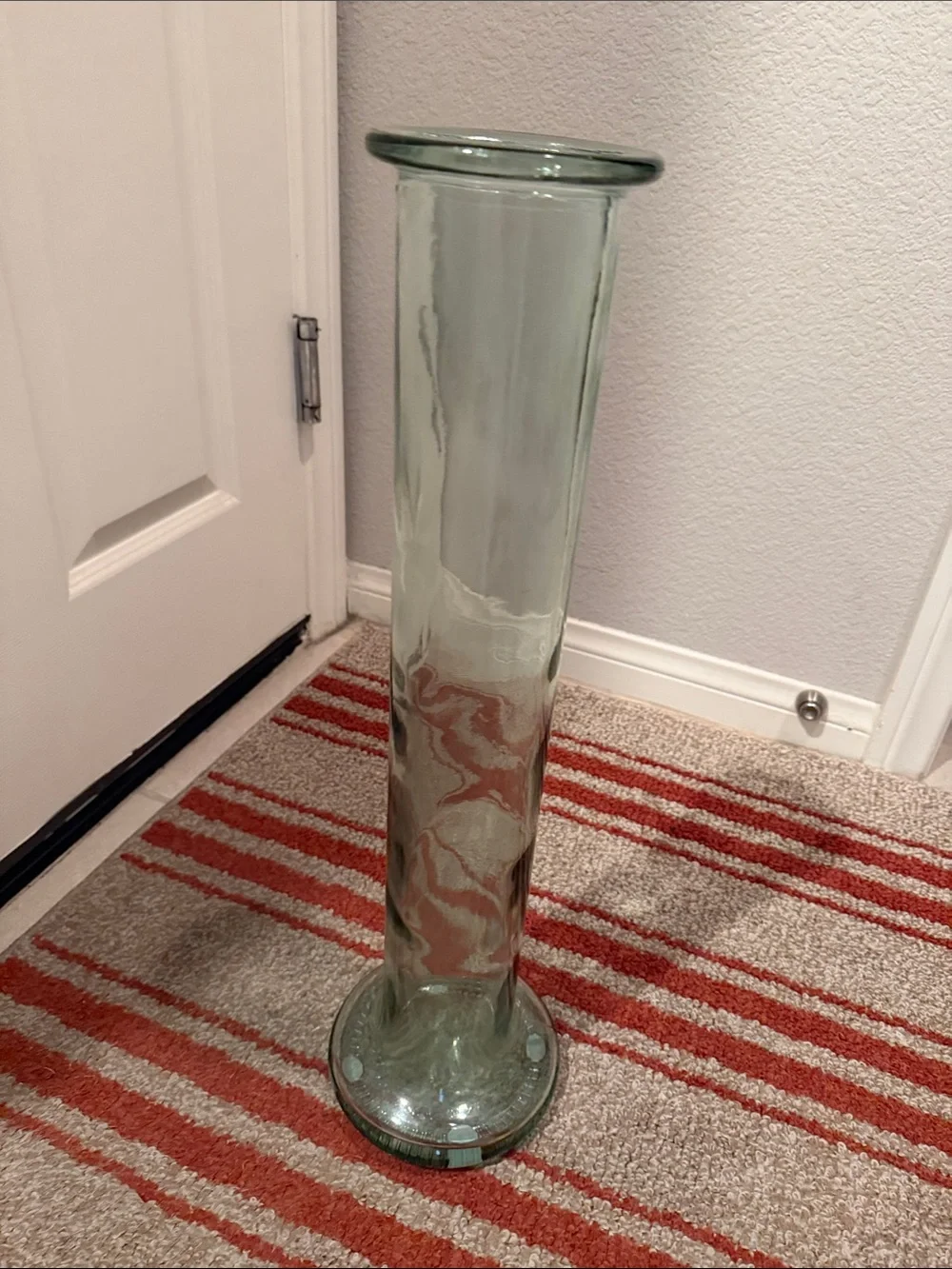 Hand-Blown Pale Green Glass Floor Vase - Made in Italy